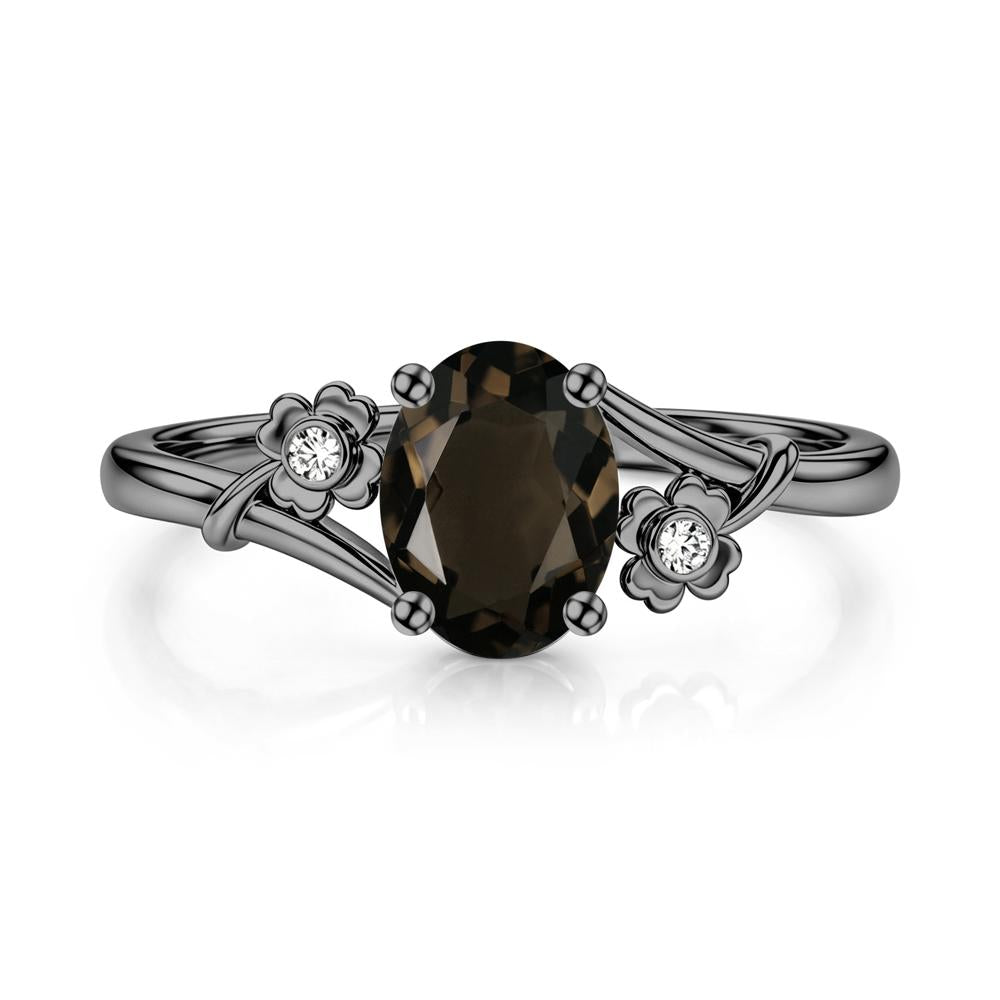 Oval Shaped Diopside Bypass Clover Ring - LUO Jewelry #gemstone_Smoky Quartz