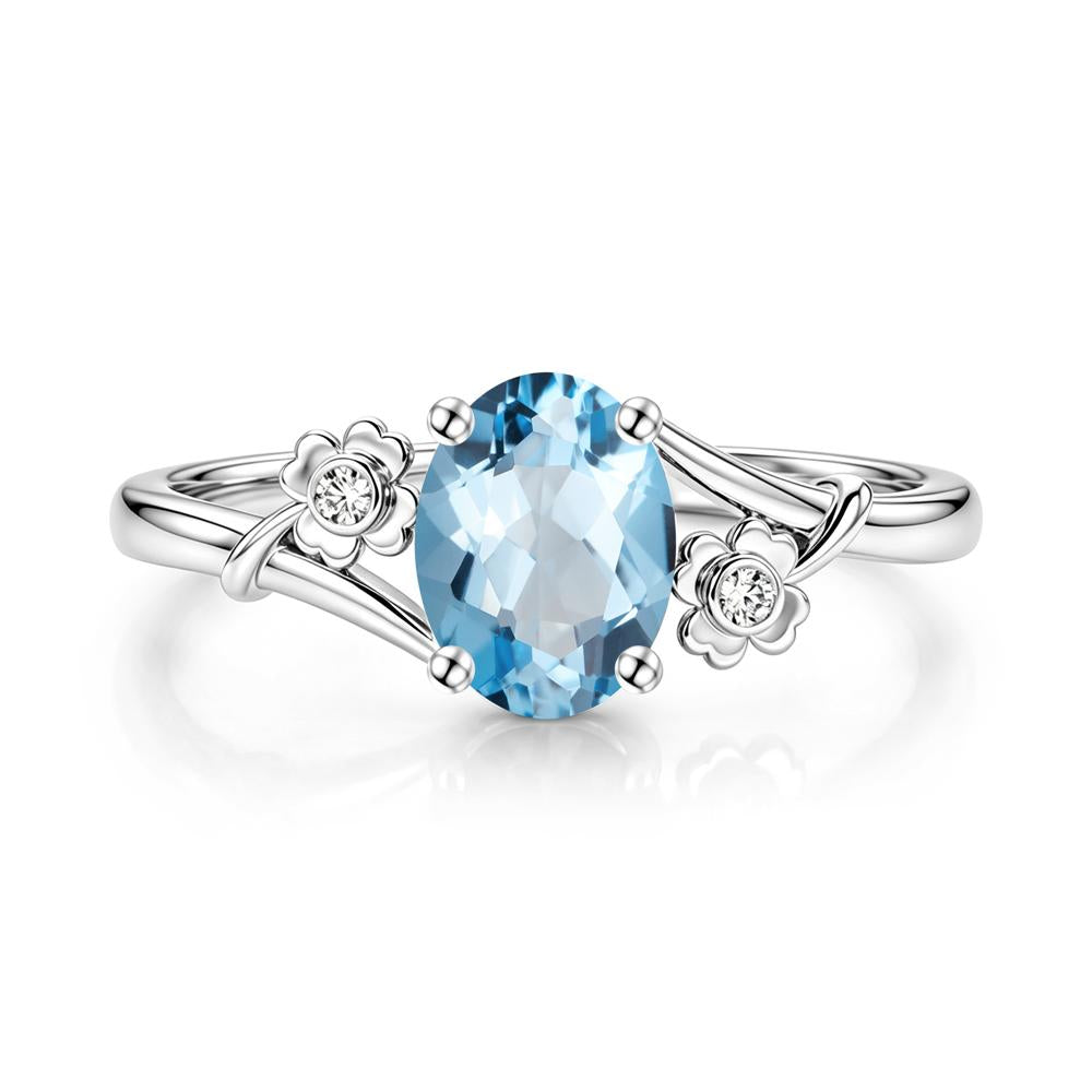 Oval Shaped Diopside Bypass Clover Ring - LUO Jewelry #gemstone_Swiss Blue Topaz