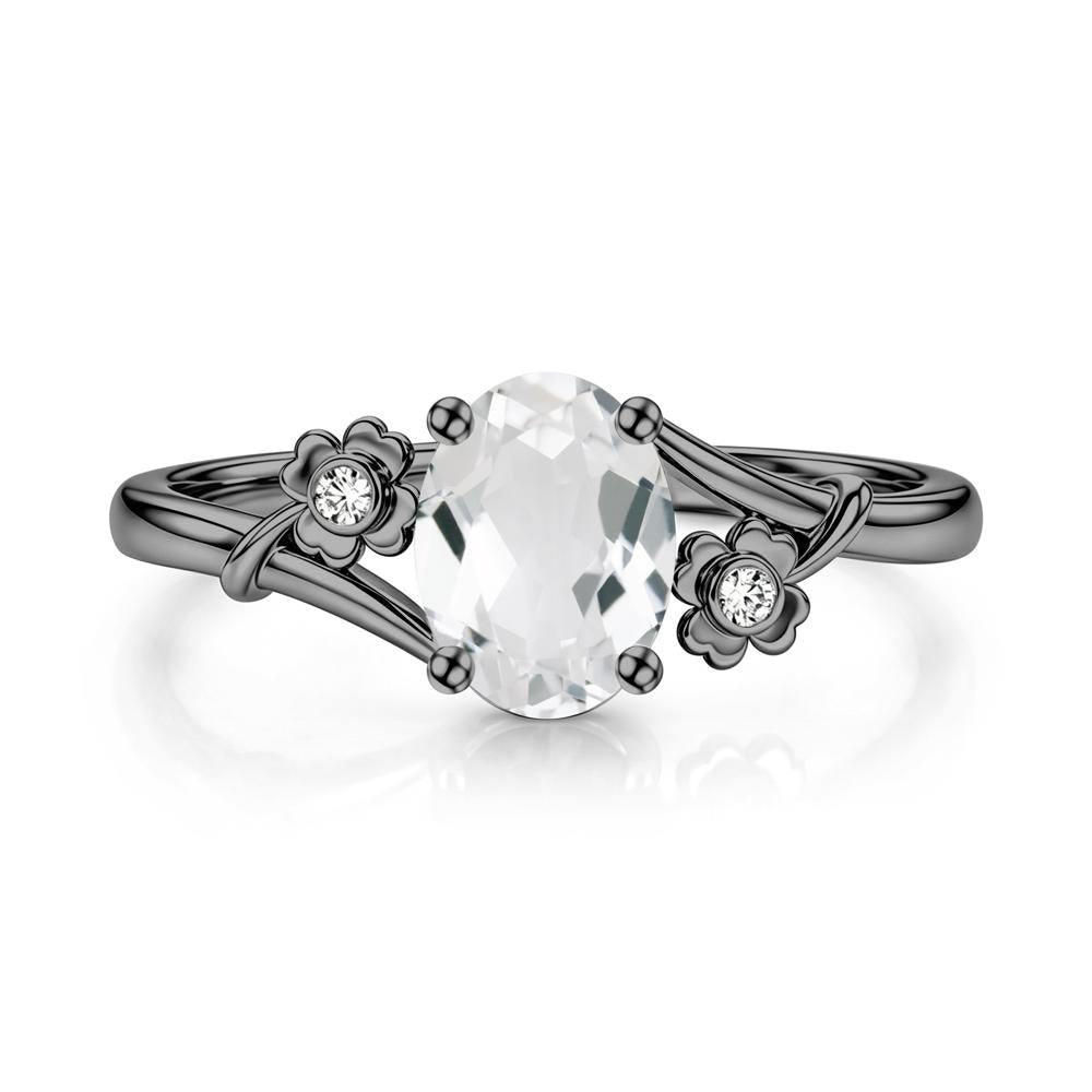 Oval Shaped Diopside Bypass Clover Ring - LUO Jewelry #gemstone_White Topaz