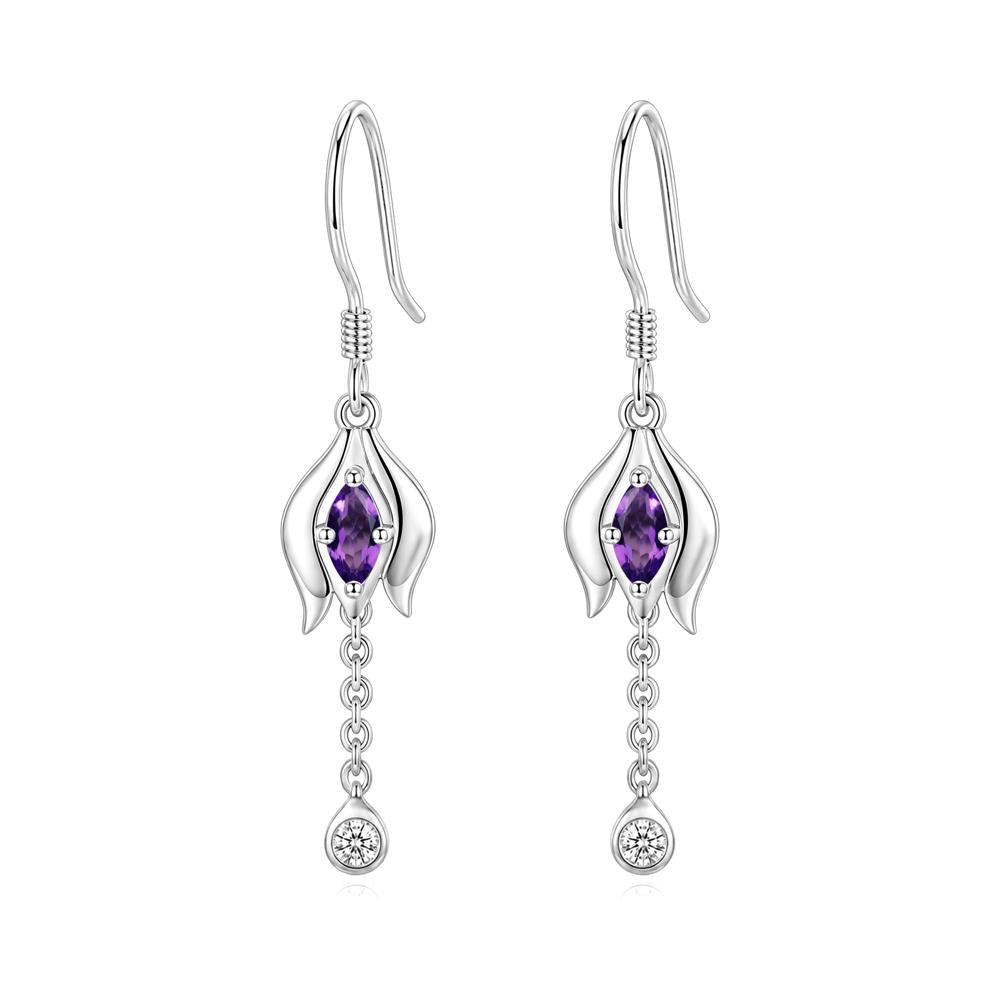 Garnet Tulip Dangle Hook Earrings - LUO Jewelry #gemstone_Amethyst