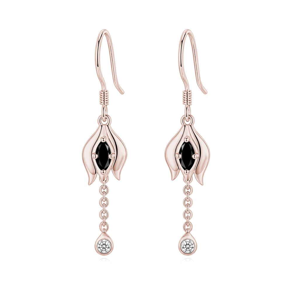 Garnet Tulip Dangle Hook Earrings - LUO Jewelry #gemstone_Black Spinel