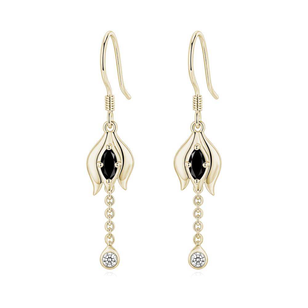 Garnet Tulip Dangle Hook Earrings - LUO Jewelry #gemstone_Black Spinel