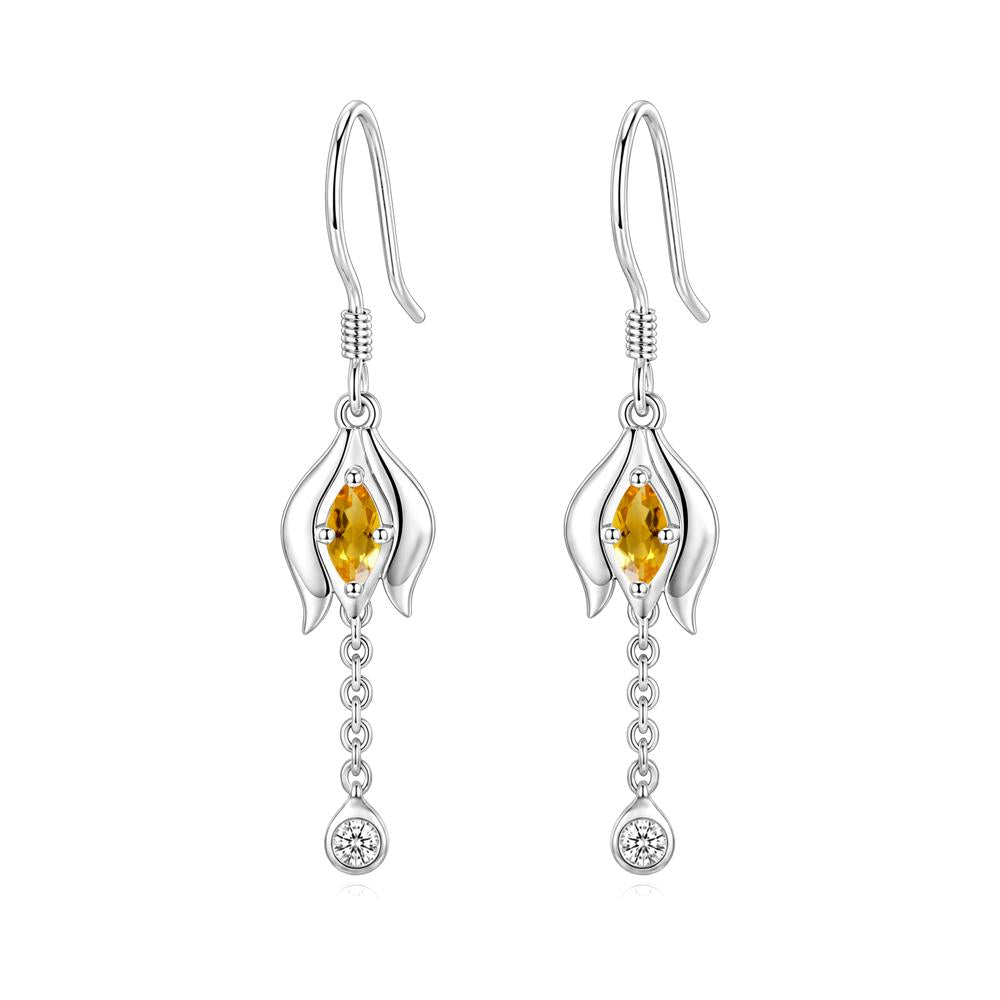 Garnet Tulip Dangle Hook Earrings - LUO Jewelry #gemstone_Citrine