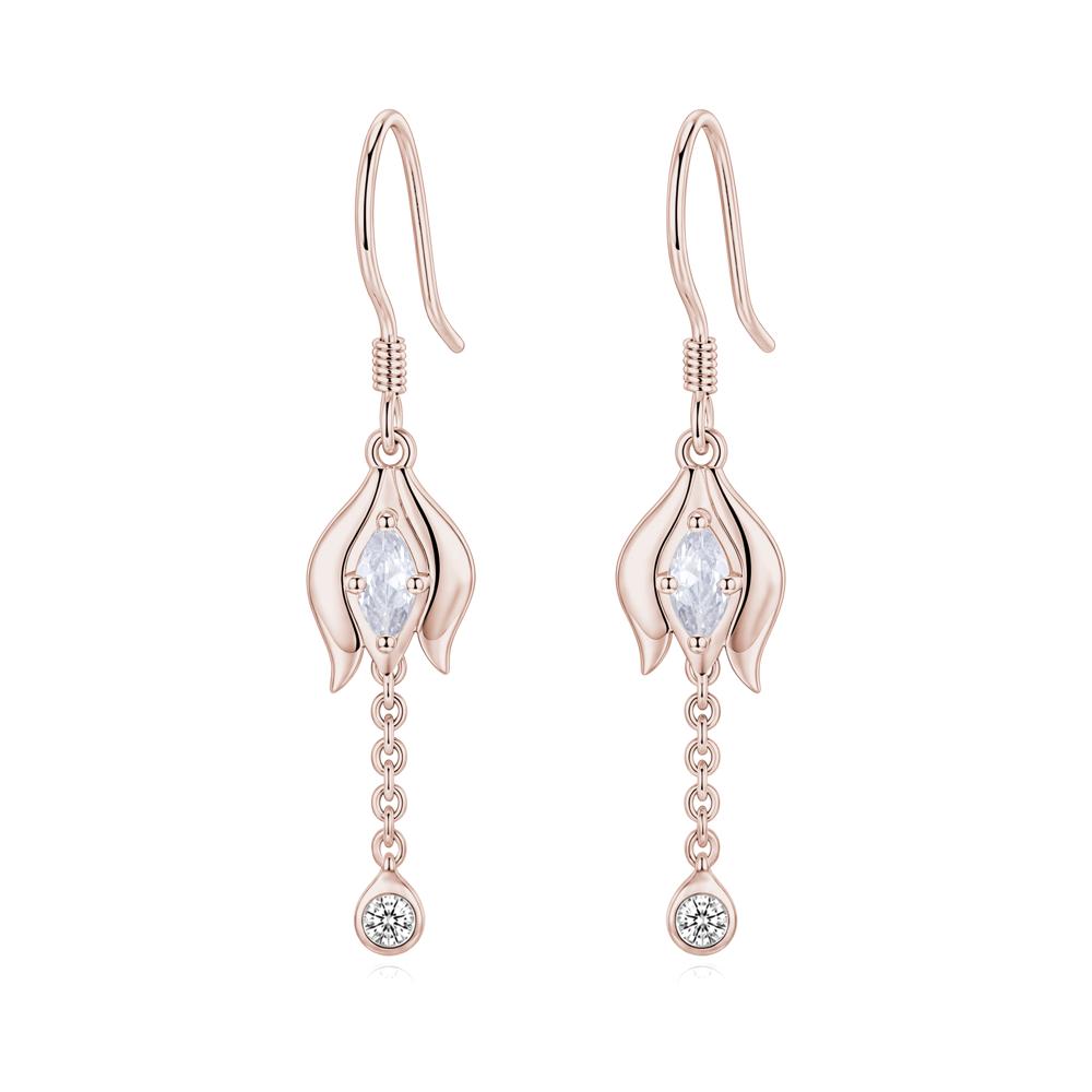Garnet Tulip Dangle Hook Earrings - LUO Jewelry #gemstone_Cubic Zirconia
