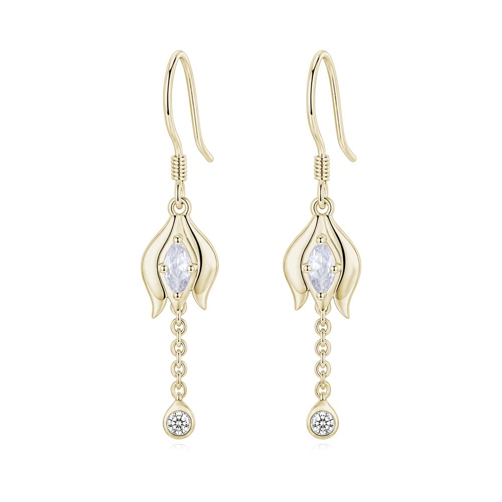 Garnet Tulip Dangle Hook Earrings - LUO Jewelry #gemstone_Cubic Zirconia