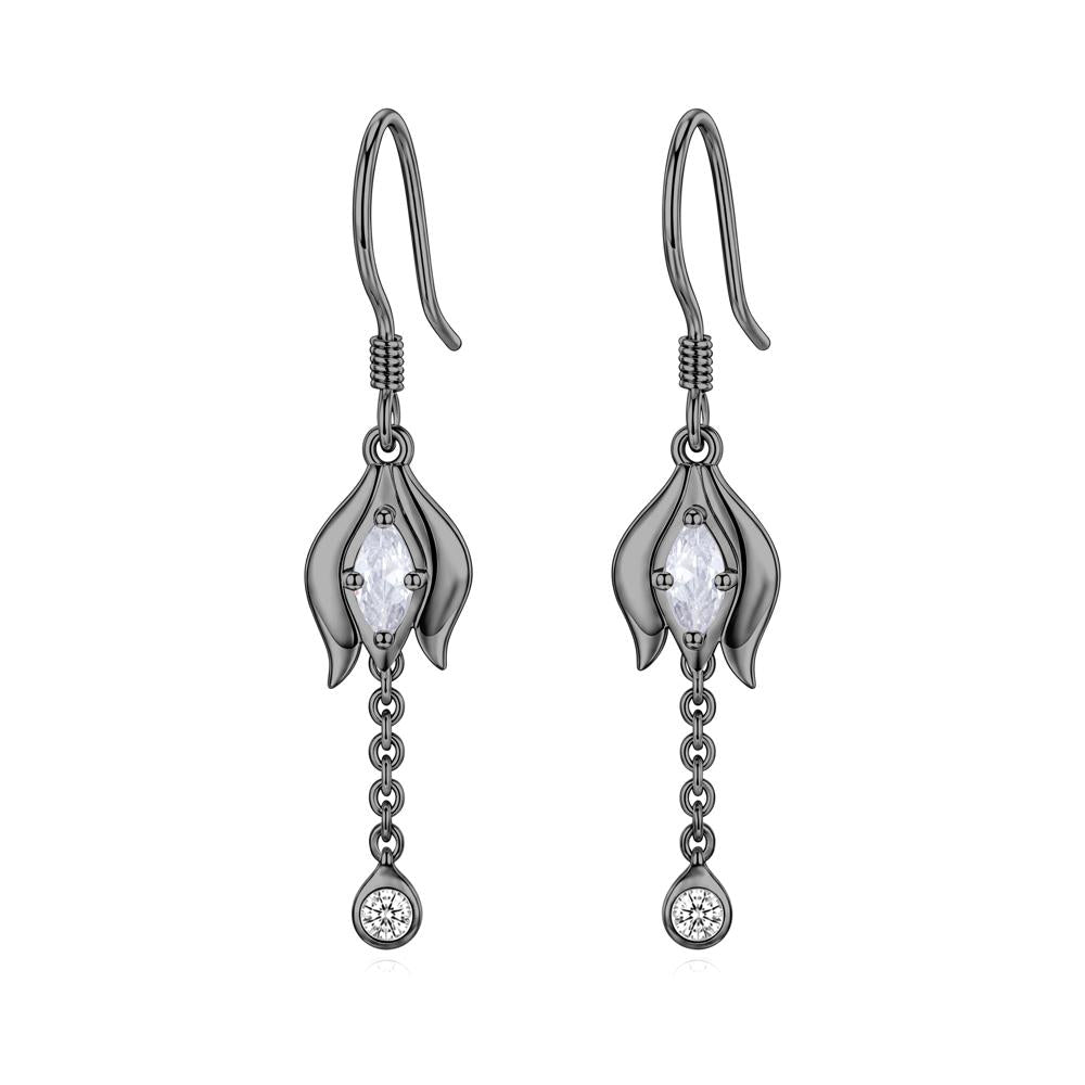 Garnet Tulip Dangle Hook Earrings - LUO Jewelry #gemstone_Cubic Zirconia