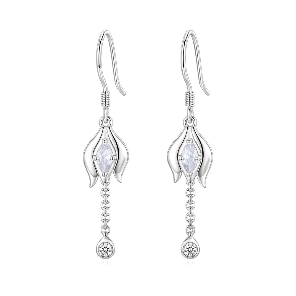 Garnet Tulip Dangle Hook Earrings - LUO Jewelry #gemstone_Cubic Zirconia