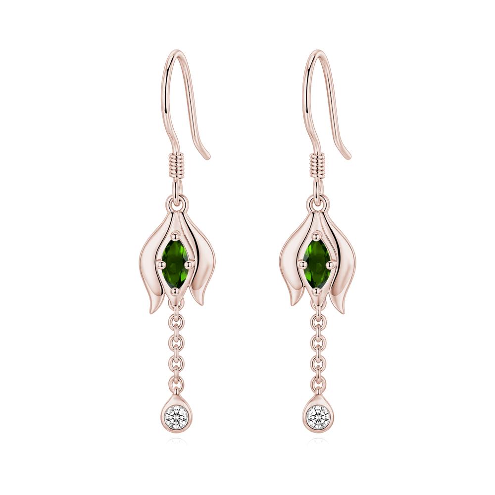 Garnet Tulip Dangle Hook Earrings - LUO Jewelry #gemstone_Diopside