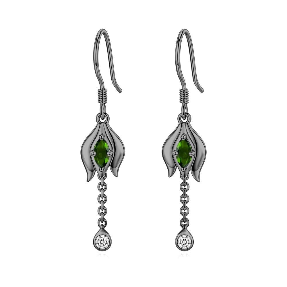 Garnet Tulip Dangle Hook Earrings - LUO Jewelry #gemstone_Diopside