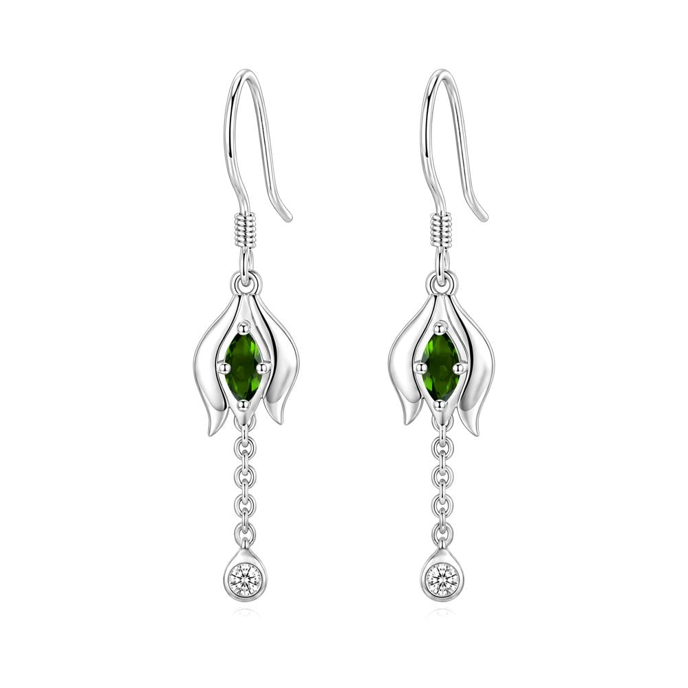Garnet Tulip Dangle Hook Earrings - LUO Jewelry #gemstone_Diopside