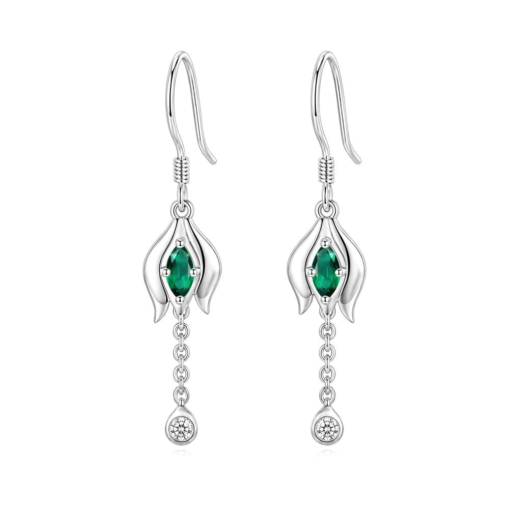 Garnet Tulip Dangle Hook Earrings - LUO Jewelry #gemstone_Emerald