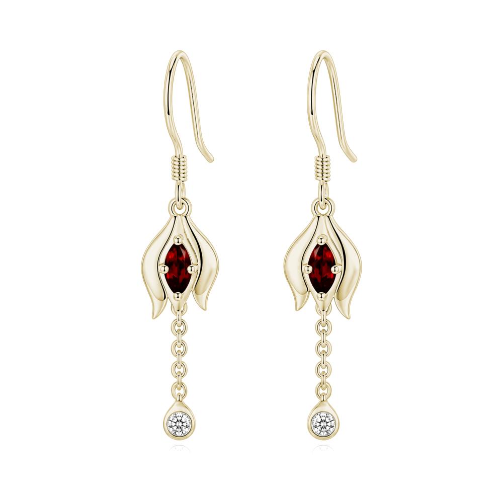 Garnet Tulip Dangle Hook Earrings - LUO Jewelry #gemstone_Garnet