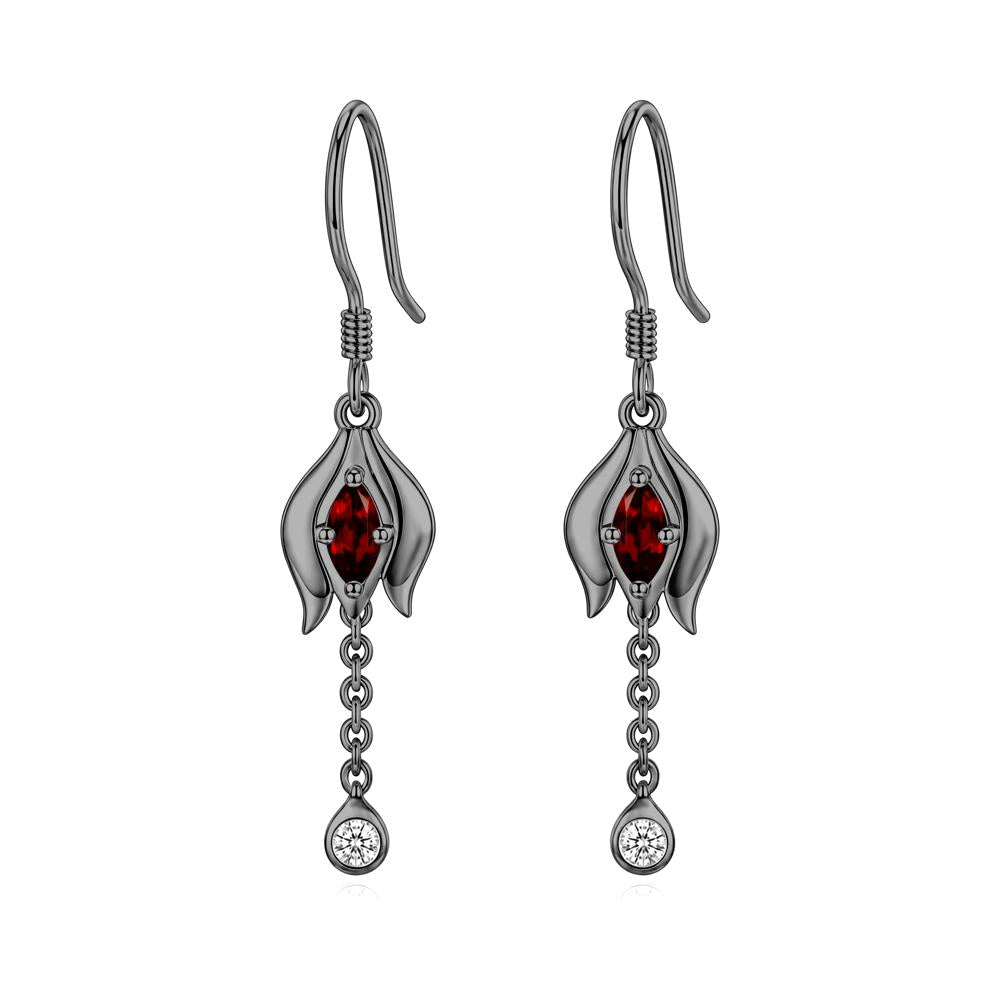 Garnet Tulip Dangle Hook Earrings - LUO Jewelry #gemstone_Garnet