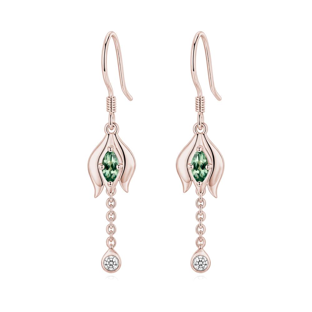 Garnet Tulip Dangle Hook Earrings - LUO Jewelry #gemstone_Green Sapphire