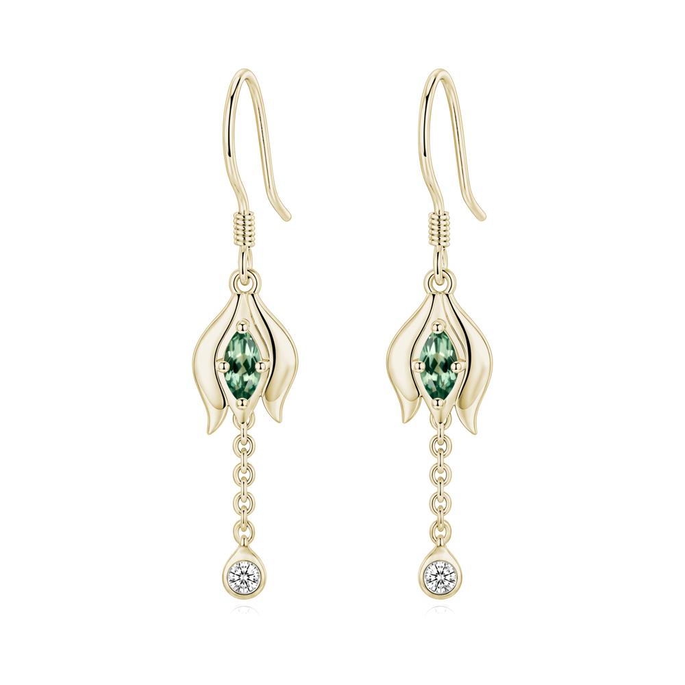 Garnet Tulip Dangle Hook Earrings - LUO Jewelry #gemstone_Green Sapphire