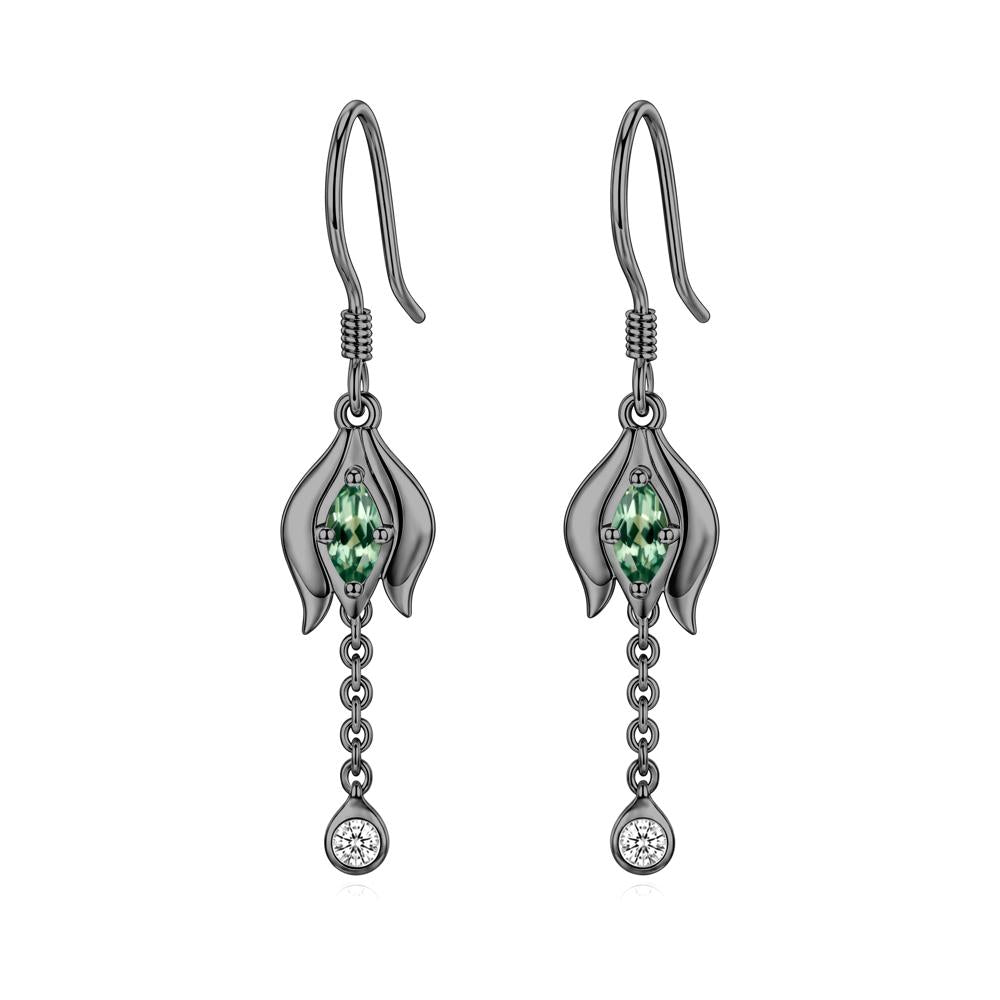 Garnet Tulip Dangle Hook Earrings - LUO Jewelry #gemstone_Green Sapphire