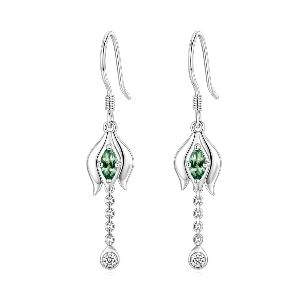 Garnet Tulip Dangle Hook Earrings - LUO Jewelry #gemstone_Green Sapphire