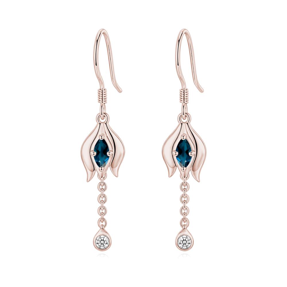 Garnet Tulip Dangle Hook Earrings - LUO Jewelry #gemstone_London Blue Topaz