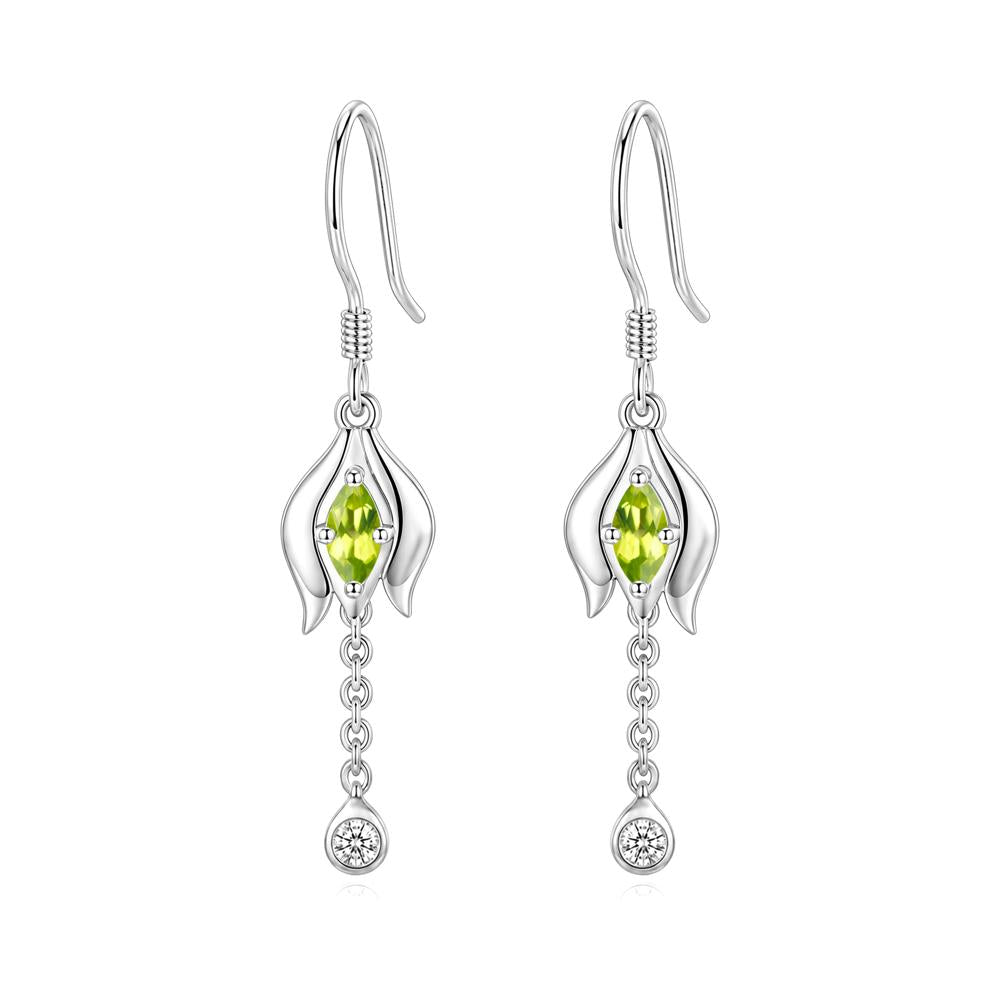 Garnet Tulip Dangle Hook Earrings - LUO Jewelry #gemstone_Peridot