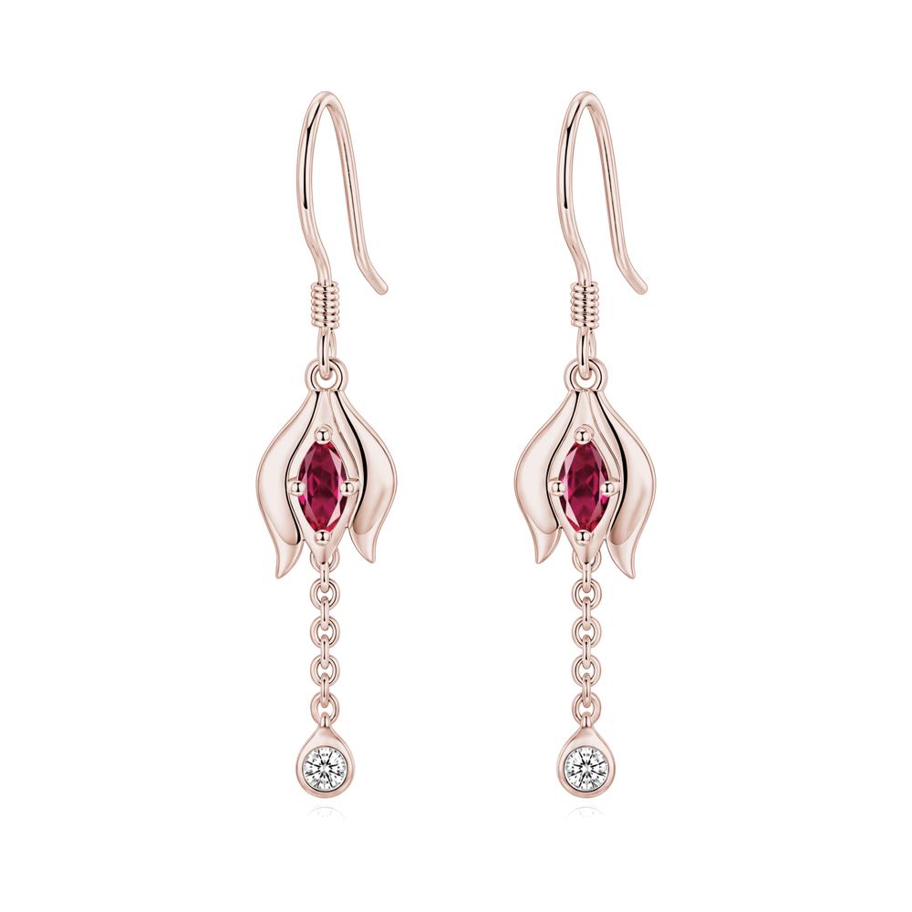 Garnet Tulip Dangle Hook Earrings - LUO Jewelry #gemstone_Ruby