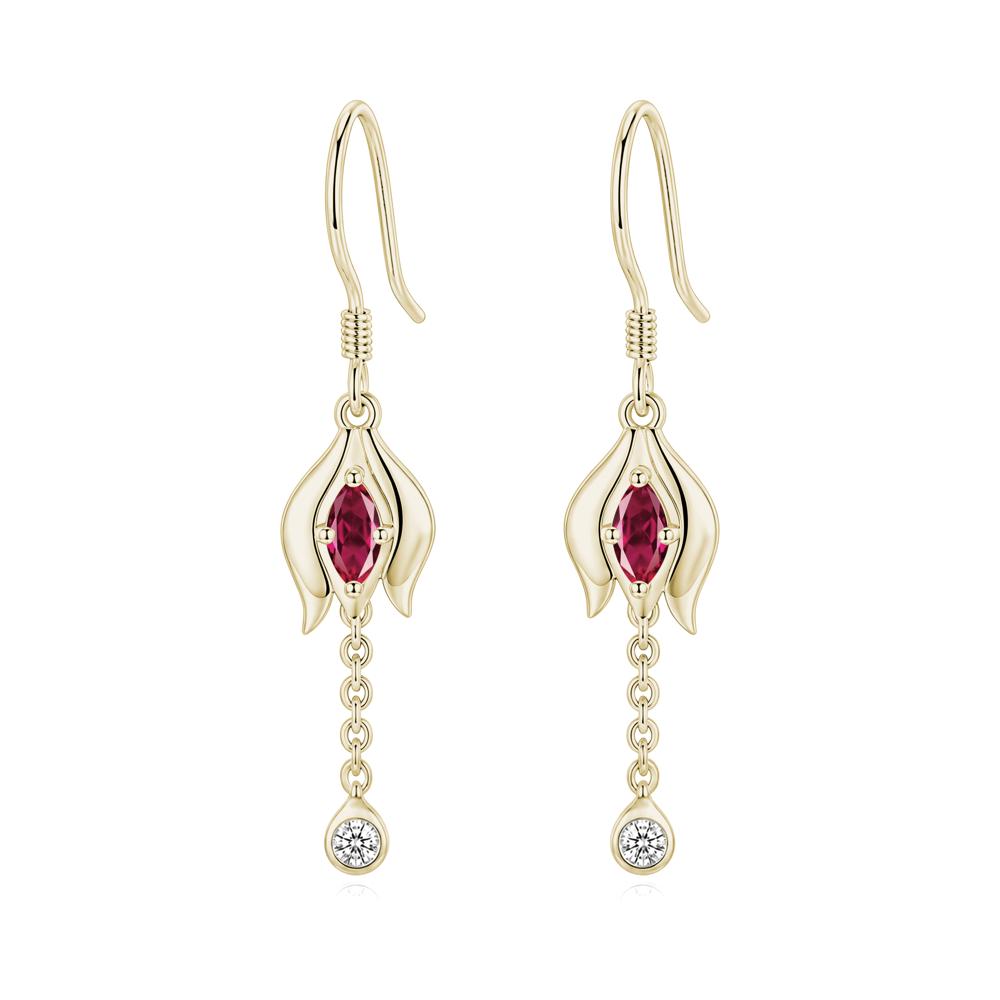Garnet Tulip Dangle Hook Earrings - LUO Jewelry #gemstone_Ruby
