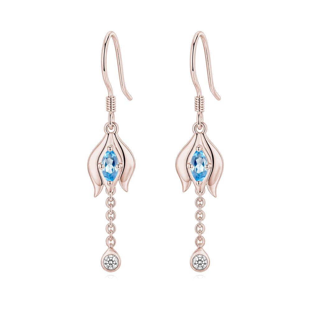 Garnet Tulip Dangle Hook Earrings - LUO Jewelry #gemstone_Swiss Blue Topaz