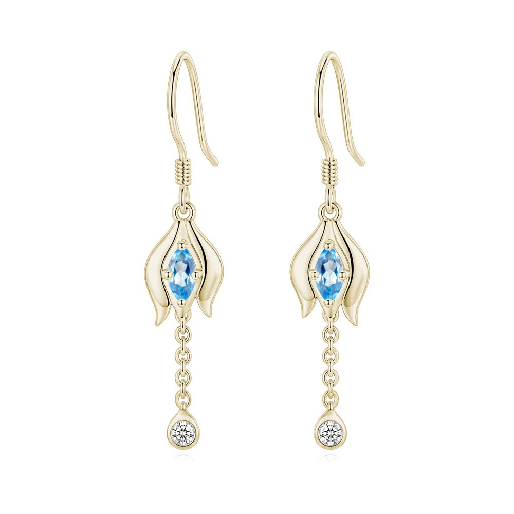 Garnet Tulip Dangle Hook Earrings - LUO Jewelry #gemstone_Swiss Blue Topaz