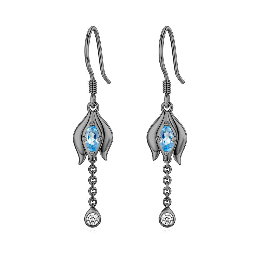 Garnet Tulip Dangle Hook Earrings - LUO Jewelry #gemstone_Swiss Blue Topaz