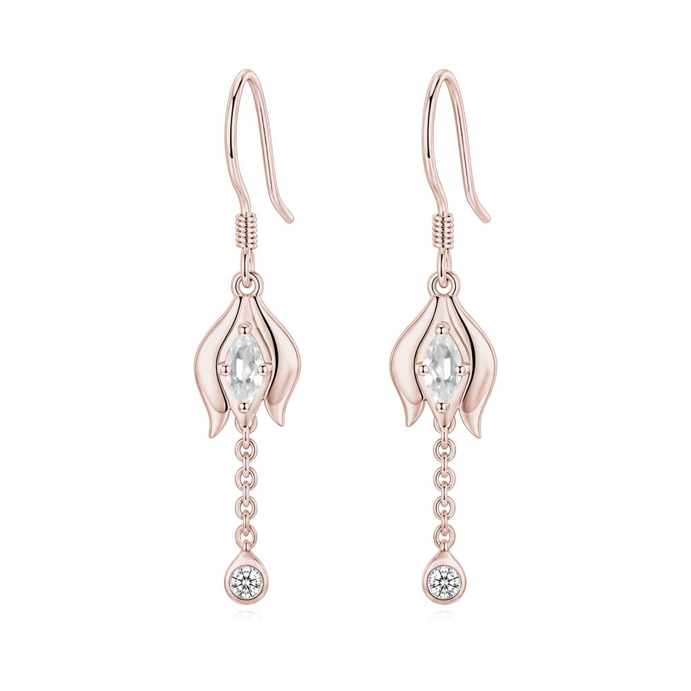 Garnet Tulip Dangle Hook Earrings - LUO Jewelry #gemstone_White Topaz