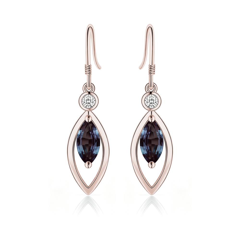 Leaf Inspired Alexandrite Dangle Earrings - LUO Jewelry #gemstone_Alexandrite