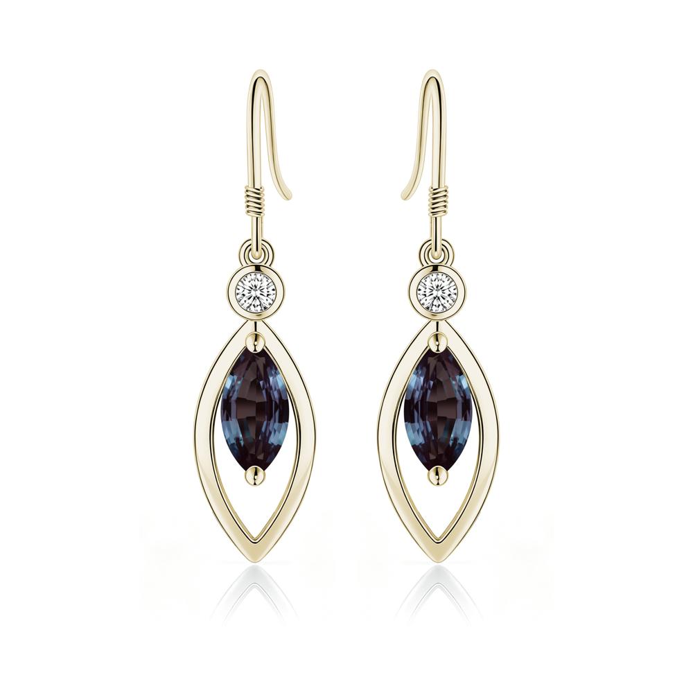 Leaf Inspired Alexandrite Dangle Earrings - LUO Jewelry #gemstone_Alexandrite