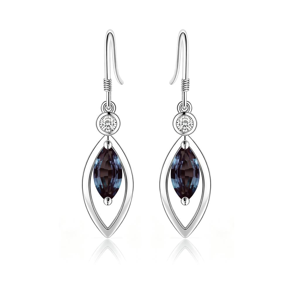 Leaf Inspired Alexandrite Dangle Earrings - LUO Jewelry #gemstone_Alexandrite