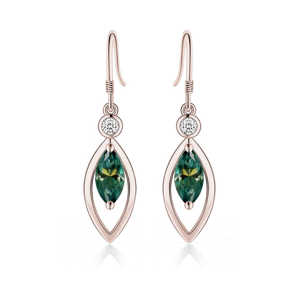Leaf Inspired Alexandrite Dangle Earrings - LUO Jewelry #gemstone_Green Moissanite