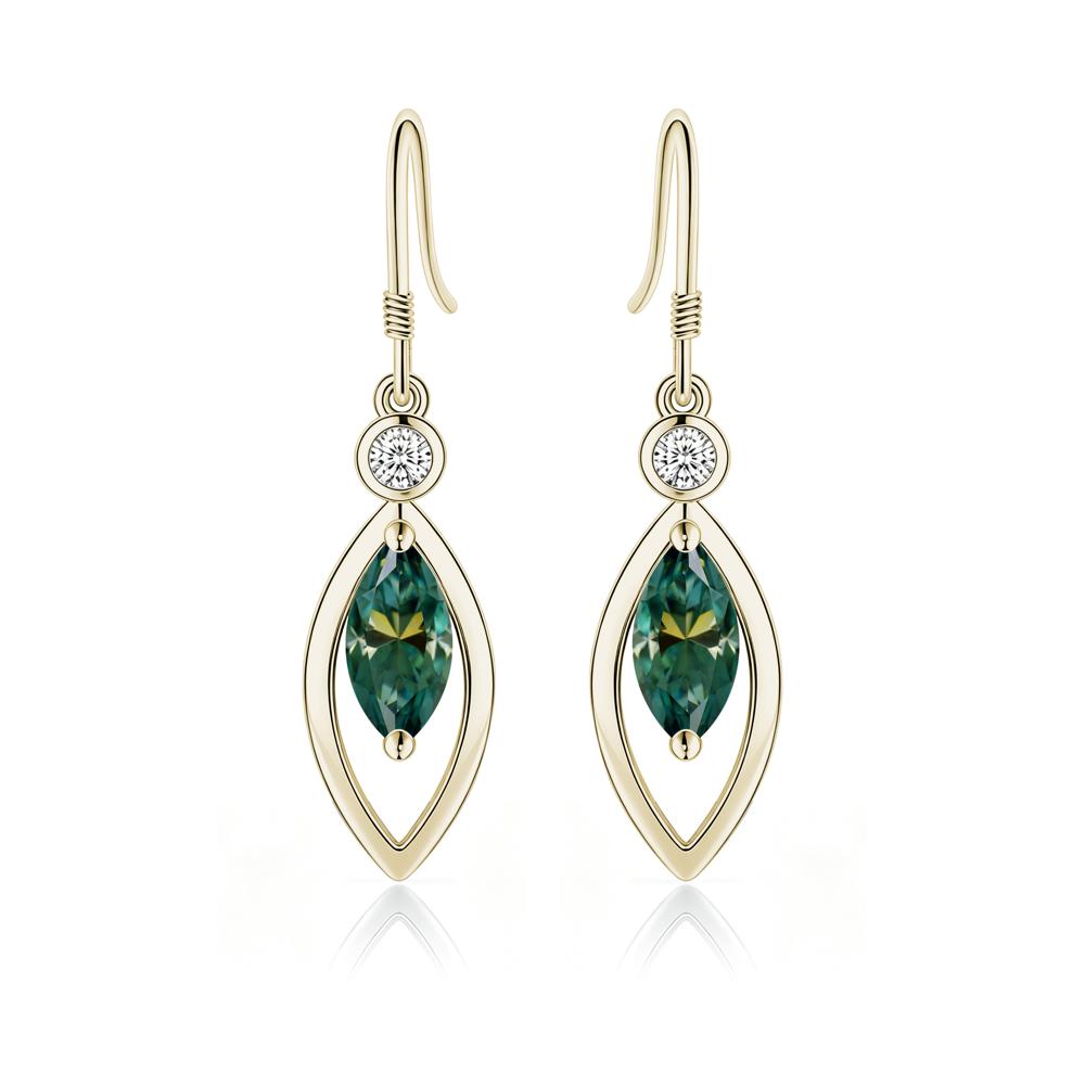 Leaf Inspired Alexandrite Dangle Earrings - LUO Jewelry #gemstone_Green Moissanite