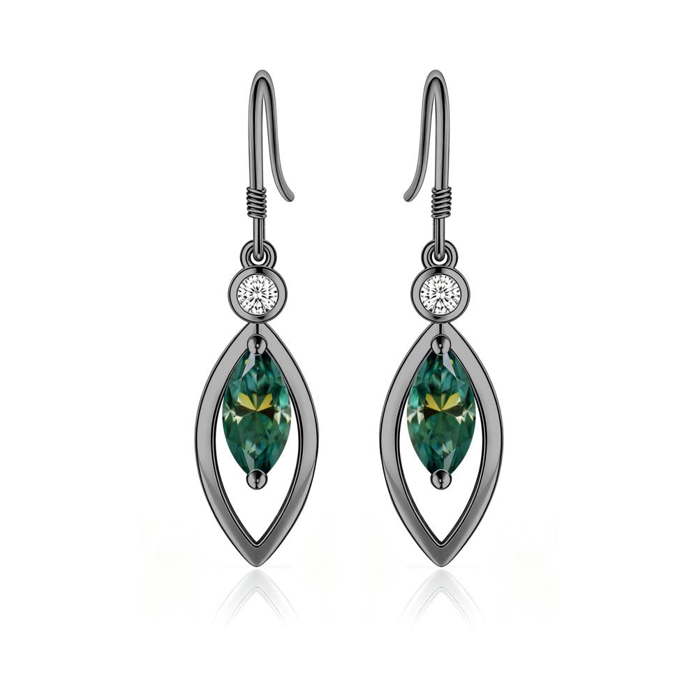 Leaf Inspired Alexandrite Dangle Earrings - LUO Jewelry #gemstone_Green Moissanite