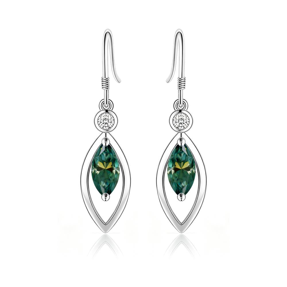 Leaf Inspired Alexandrite Dangle Earrings - LUO Jewelry #gemstone_Green Moissanite