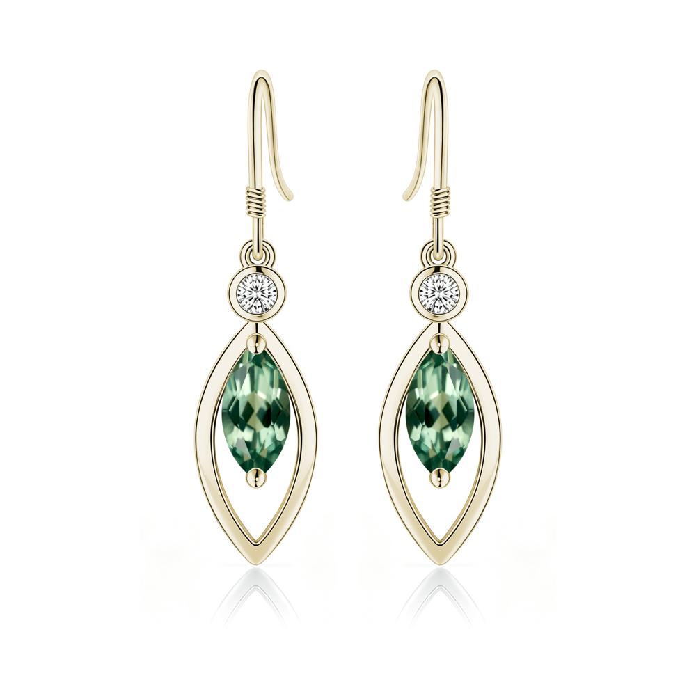 Leaf Inspired Alexandrite Dangle Earrings - LUO Jewelry #gemstone_Green Sapphire