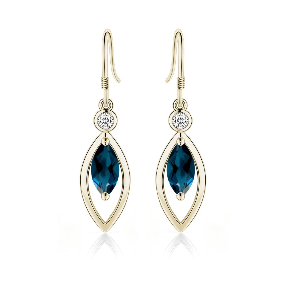 Leaf Inspired Alexandrite Dangle Earrings - LUO Jewelry #gemstone_London Blue Topaz