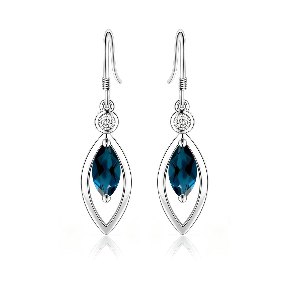 Leaf Inspired Alexandrite Dangle Earrings - LUO Jewelry #gemstone_London Blue Topaz