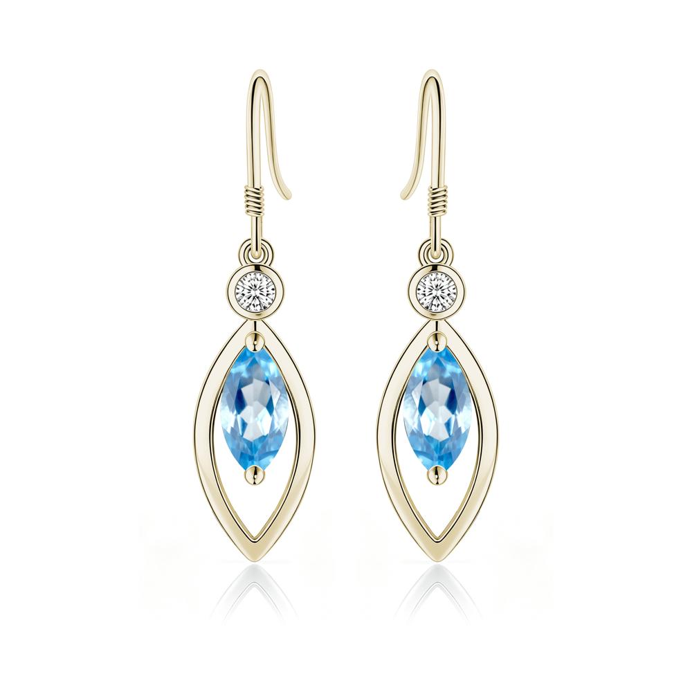 Leaf Inspired Alexandrite Dangle Earrings - LUO Jewelry #gemstone_Swiss Blue Topaz