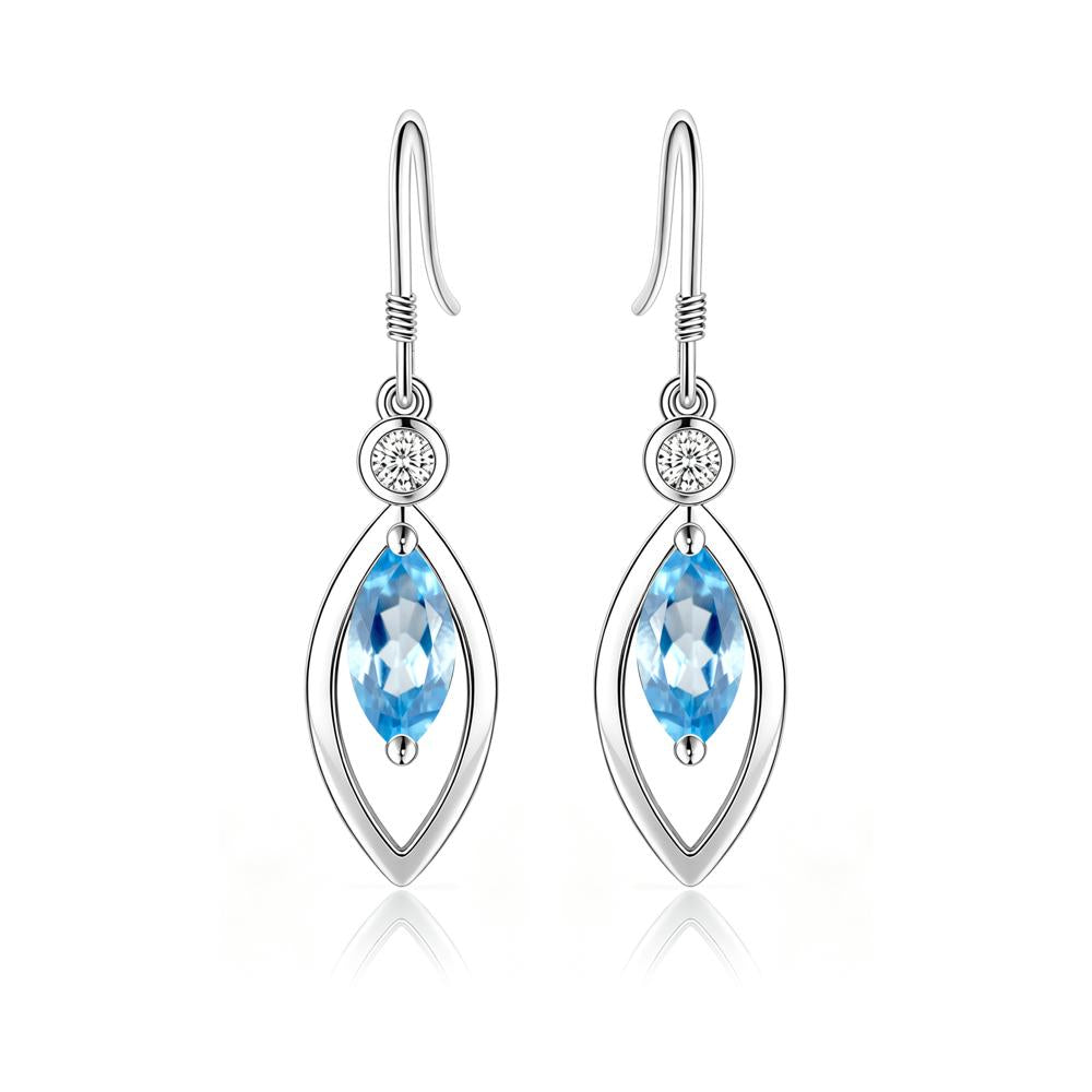 Leaf Inspired Alexandrite Dangle Earrings - LUO Jewelry #gemstone_Swiss Blue Topaz