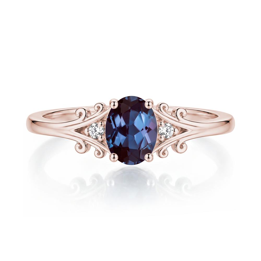 Oval Shaped London Blue Topaz Vine Scroll Ring - LUO Jewelry #gemstone_Alexandrite
