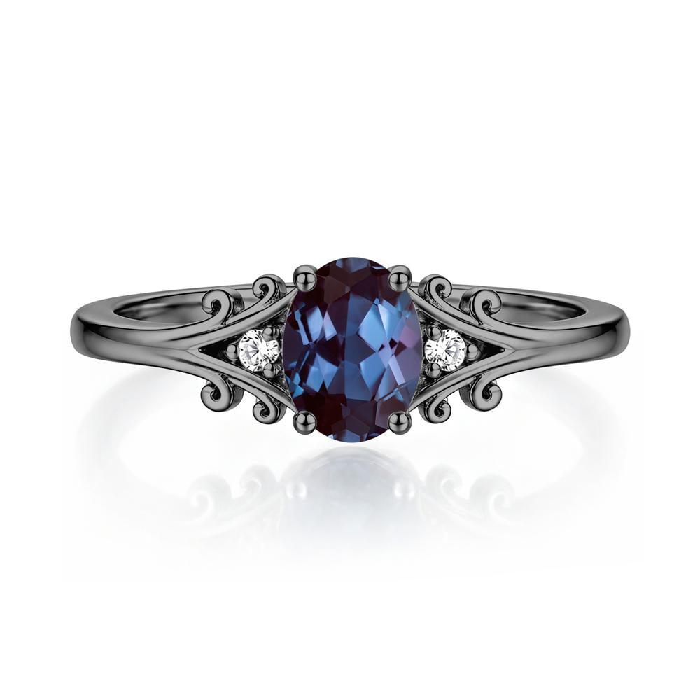 Oval Shaped London Blue Topaz Vine Scroll Ring - LUO Jewelry #gemstone_Alexandrite
