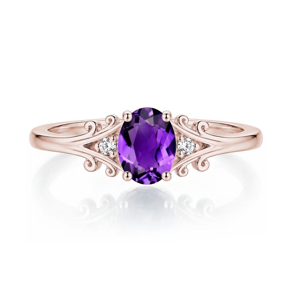 Oval Shaped London Blue Topaz Vine Scroll Ring - LUO Jewelry #gemstone_Amethyst