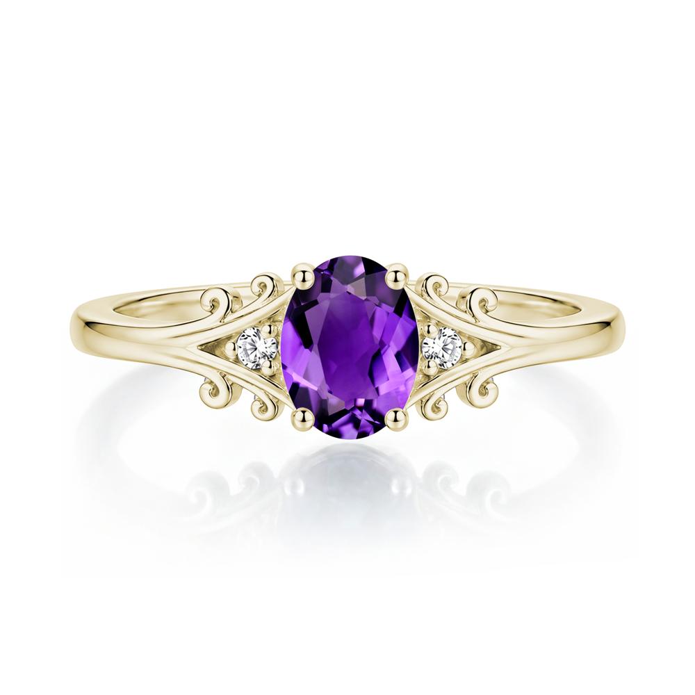 Oval Shaped London Blue Topaz Vine Scroll Ring - LUO Jewelry #gemstone_Amethyst
