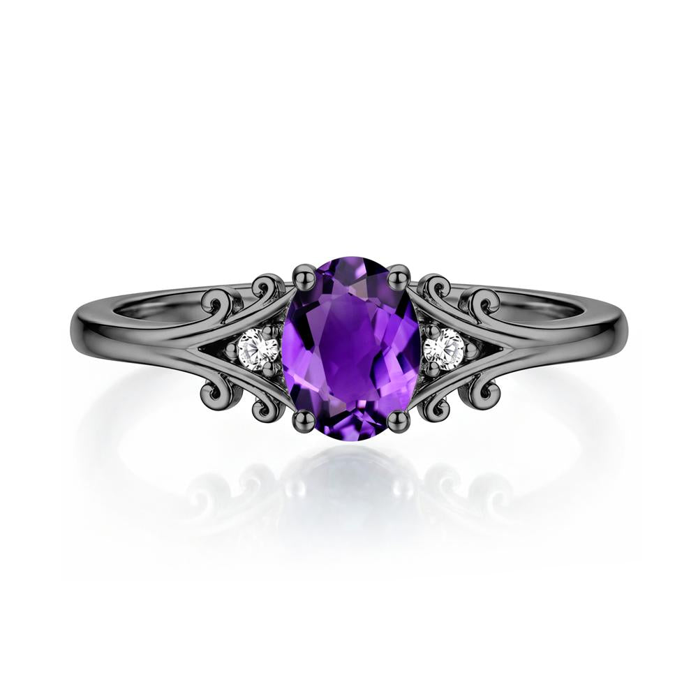 Oval Shaped London Blue Topaz Vine Scroll Ring - LUO Jewelry #gemstone_Amethyst