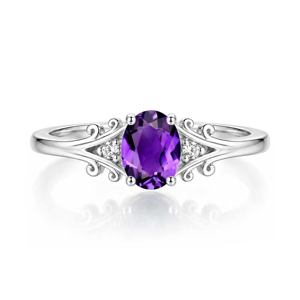 Oval Shaped London Blue Topaz Vine Scroll Ring - LUO Jewelry #gemstone_Amethyst