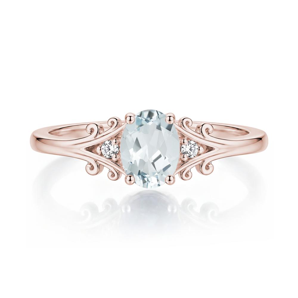 Oval Shaped London Blue Topaz Vine Scroll Ring - LUO Jewelry #gemstone_Aquamarine
