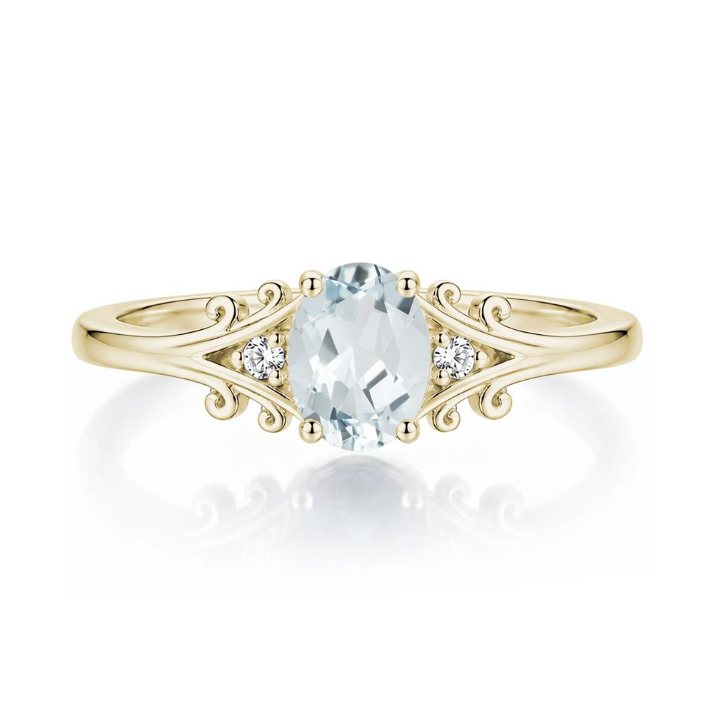 Oval Shaped London Blue Topaz Vine Scroll Ring - LUO Jewelry #gemstone_Aquamarine