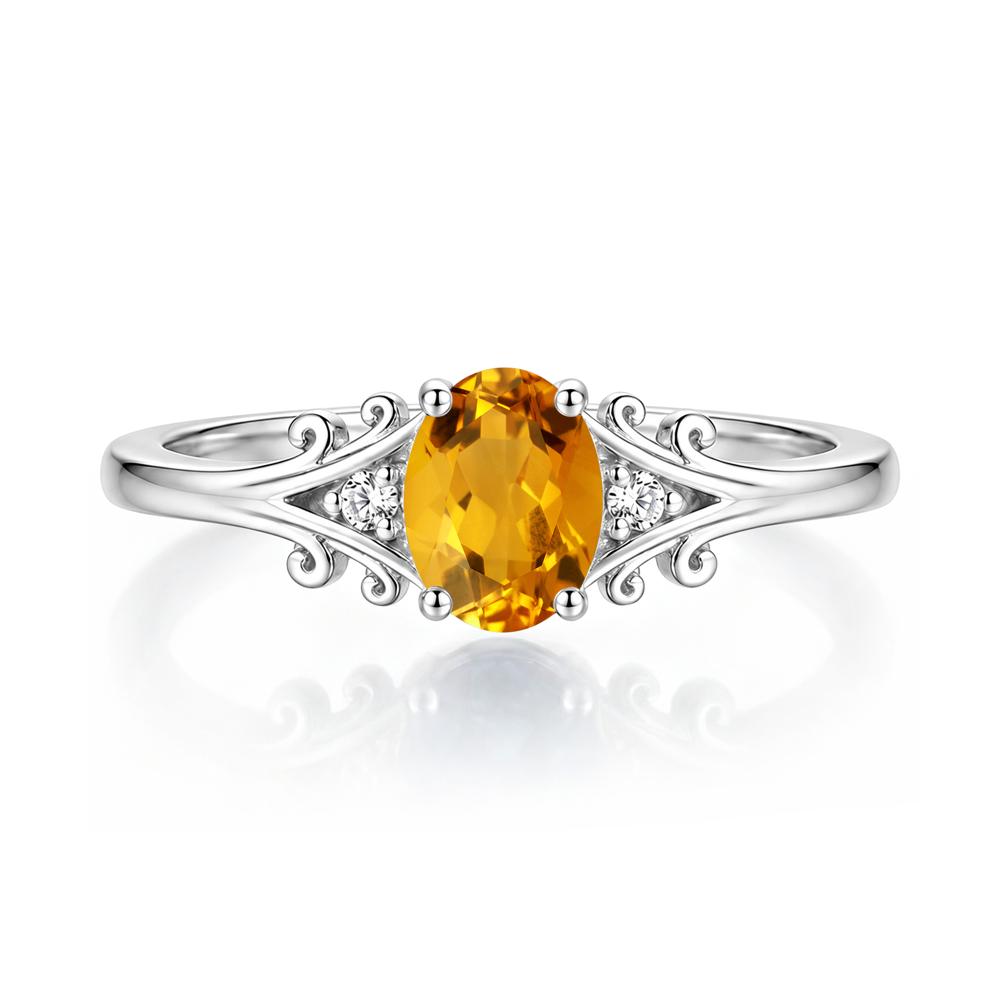 Oval Shaped London Blue Topaz Vine Scroll Ring - LUO Jewelry #gemstone_Citrine